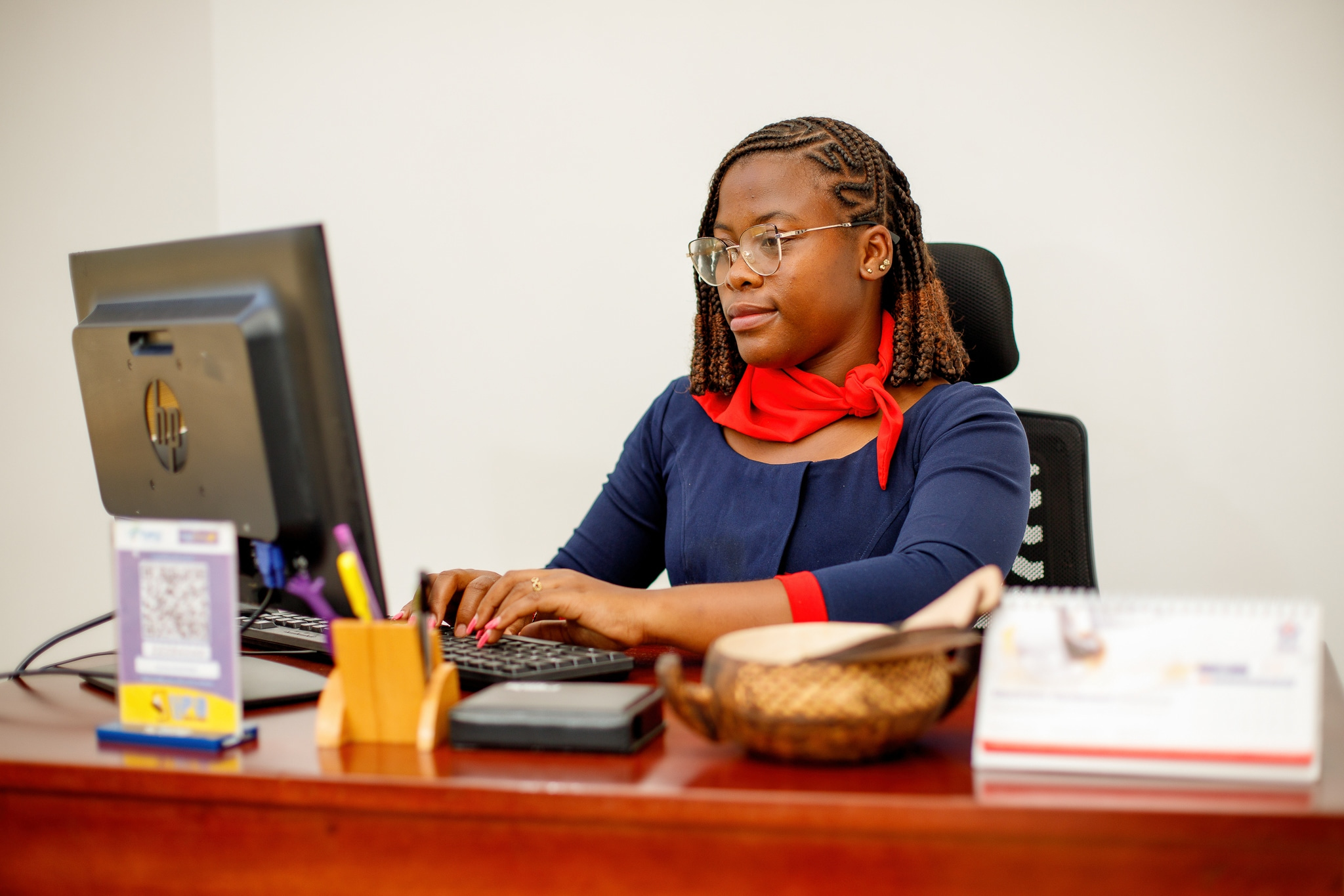 Professional office management staff at work